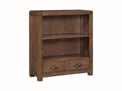 16501 Dark Oak Low Bookcase With 2 Drawer