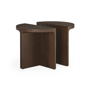9040 Half Moon Nest Of Table With Wooden Top