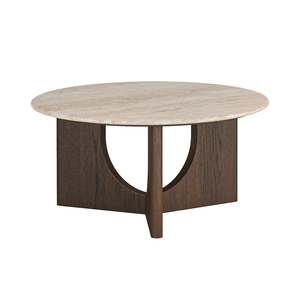 9043 Round Coffee Table With Travertine Top