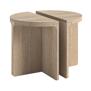 G9814 Half Moon Nest Of Table With Wooden Top