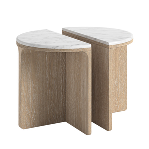 G9820 Half Moon Nest Of Table With Travertine Top