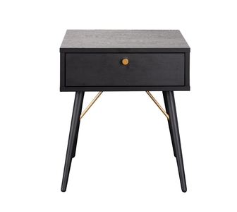 Bar-410-BK Bedside Table 1 Drawer - Black and Copper