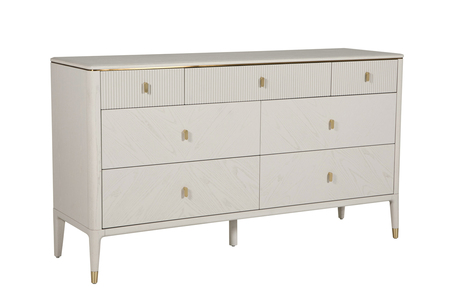 Dil-413-ST Dressing Chest 7 Drawer Ribbed Top Drws - Stone
