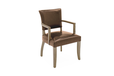 Duk-341-BR Arm Chair Leather - Tan Brown