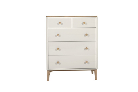 Mal-411-OK Medium Chest 5 Drawers- Cashmere Oak