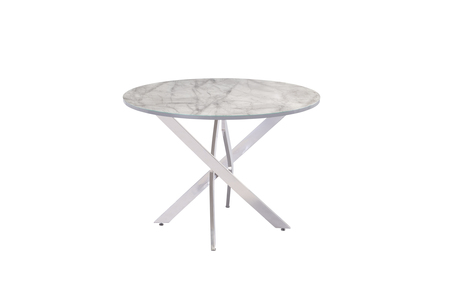 ALD02GREYMARBLE 1.07M Round Dining Table - Grey Marble / Chrome Legs
