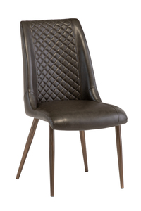 AMB20 Dining Chair - Dark Brown PU/Brushed Legs