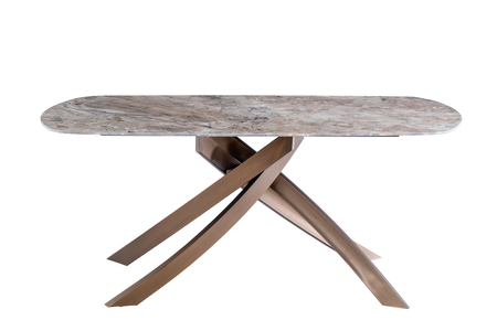 FEN01 1.8M Dining Table - Brown Marble / Brushed Brass Leg
