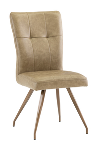 KAB21 Dining Chair Taupe Pu/ Brass Leg
