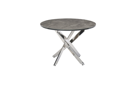 PAR02 Grey - 1.07Mm Round Dining Table Grey, Chrome Leg