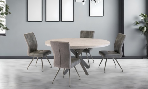 RIM30 1.2m (+.40m) Round Ext Dining Table Light Grey