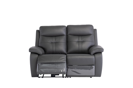 SOP02CHARCOAL Leather Electric 2 Seater Recliner - Charcoal