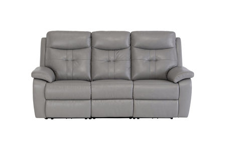 SOP03GREY Leather Electric 3 Seater Recliner - Grey