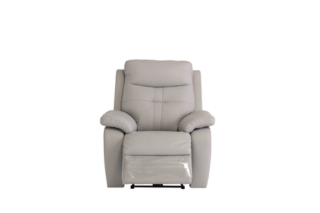 SOP01LIGHTGREY Leather Electric Recliner - Light Grey