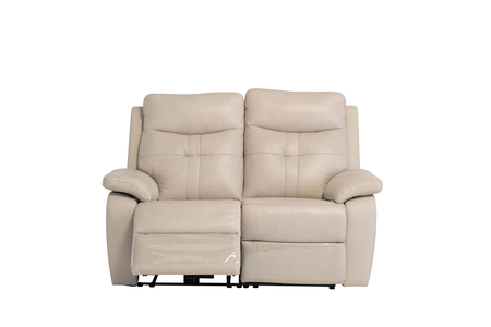 SOP02LIGHTSTONE Leather Electric 2 Seater Recliner - Light Stone