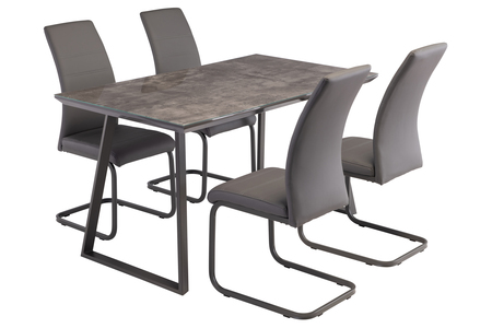 Par03 1.4Mtr Grey Table & 4 Mich03 Dining Chairs