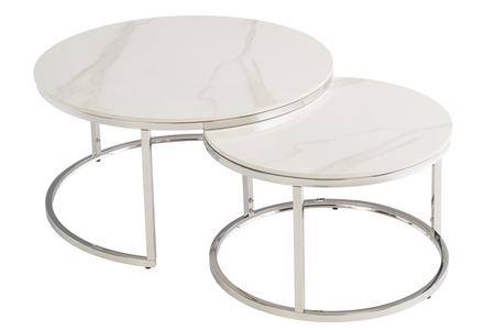HAN02 Round Coffee Table Set - Italy White