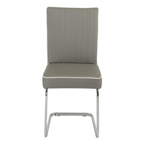 BAMBCH Grey Dining Chair - White Piping