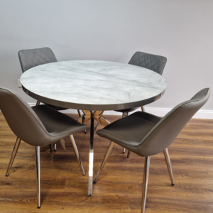 DARIOTRC Round Table with Chrome Legs