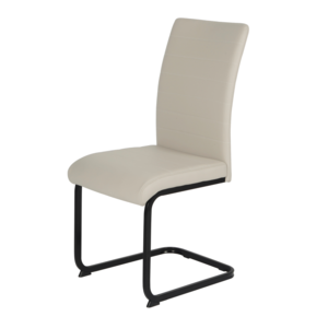 LIATAU Taupe PU Dining Chair - Black Legs