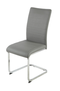 LIAGRCH Dining Chair Grey PU - Chrome Legs
