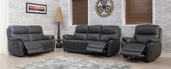 Dark Grey - Half Leather 2 Seater (2RR)