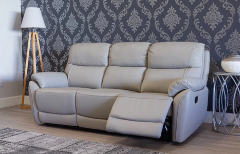 Pearl Grey - Half Leather 3 Seater (3RR)