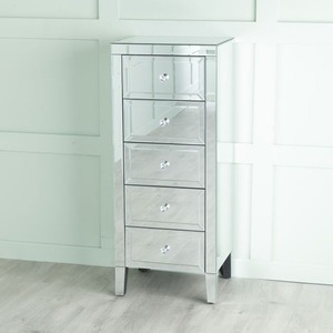 40-04-12-03 Mirrored 5 Drawer Narrow Chest