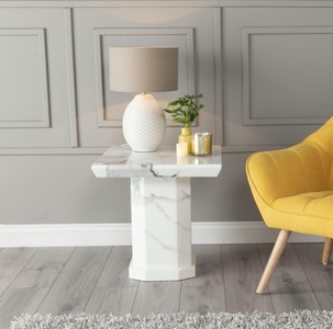 14-03-03 White Marble Side Table