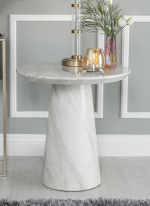 14-10-03 White Marble Round Side Table