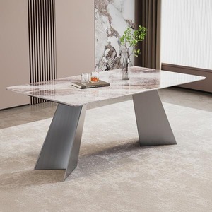 18-02-220 Silver White Marble Dining Table - 220