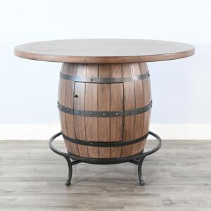 1038BU Round Pub Table W/ Wine Barrel Base