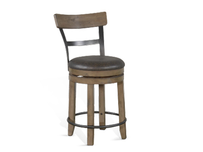 1624BU-B24 24"H Barstool W/ Back & Swivel, Cushion Seat