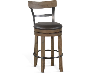 1624BU-B30 30"H Barstool W/ Back & Swivel, Cushion Seat