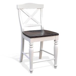 1666EC-24 24"H Carriage House Crossback Barstool, Wood Seat