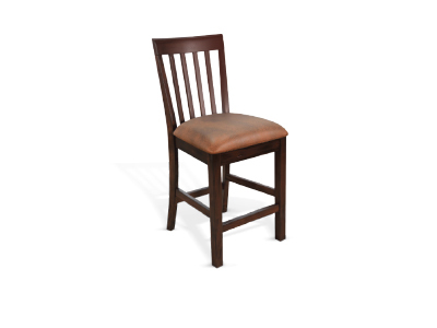1854DC2-CT 24"H Santa Fe Slatback Barstool, Cushion Seat