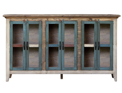 IFD966CONS-MC 6 Glass Doors 73" Console "Antique"