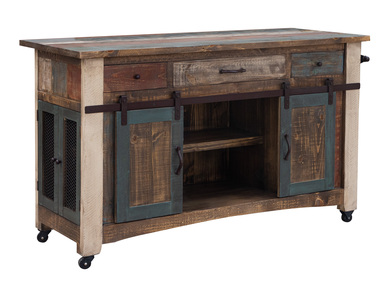 IFD968ISLAND-MC 3 Drawer, 2 Sliding Doors, 4 Mesh Doors Kitchen Island "Antique"