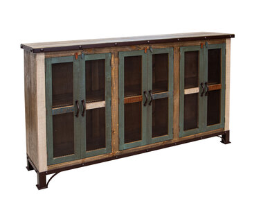 IFD969CONS-6MC 6 Iron Mesh Door 71" Console "Antique"