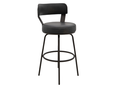 IUP701-BST24-211 Wooden Frame & Metal Base, 24" Upholstered Barstool "Maison"