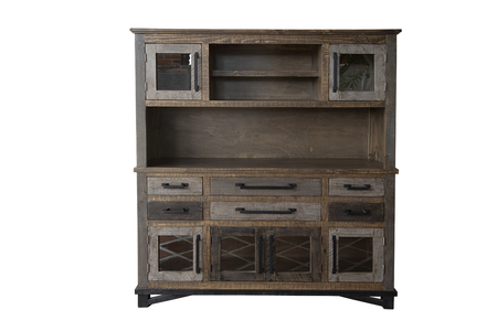 IFD6441HUT 6 Drawer, 6 Doors Buffet & Hutch "Loft Brown"