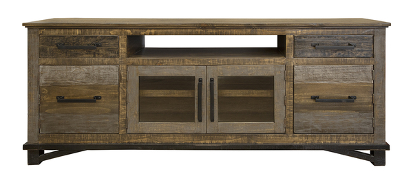 IFD6441STN76 2 Drawer, 4 Doors 76" TV Stand "Loft Brown"