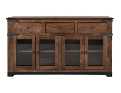 IFD866CONS 3 Drawer 4 Glass Doors 70" Console "Parota"