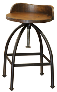 IFD359BS2430 Wooden Seat Adjustable 24-30" Swivel Iron Base Barstool "Pueblo"