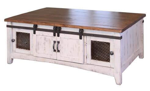 IFD360CKTL-W 2 Sliding Doors 2 Metal Mesh Doors Cocktail Table "Pueblo"
