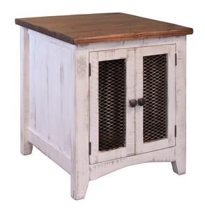 IFD360END-W 2 Metal Mesh Doors End Table "Pueblo"