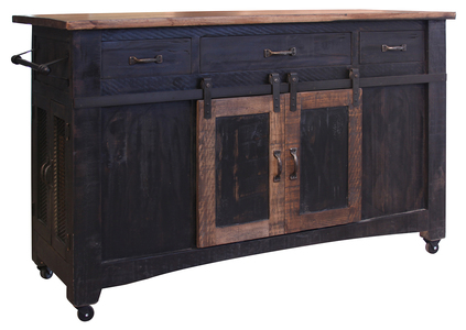 IFD370ISLAND 3 Drawer, 2 Sliding Doors, 4 Mesh Doors Kitchen Island "Pueblo"