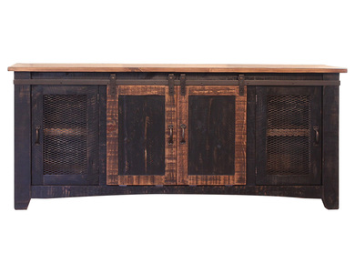 IFD370STAND-70 2 Sliding Doors, 2 Mesh Doors 70" TV Stand "Pueblo"