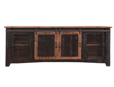 IFD370STAND-80 2 Sliding Doors, 2 Mesh Doors 80" TV Stand "Pueblo"