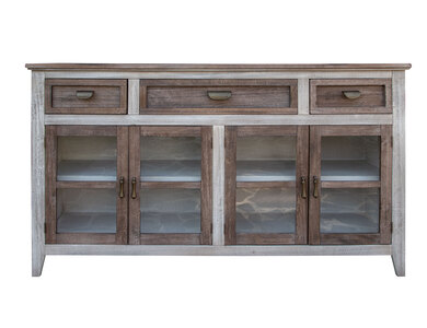 IFD2951CNSBN 3 Drawer 4 Glass Door Console "Sahara"